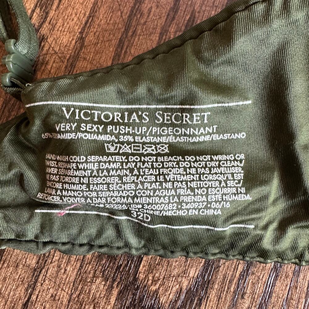 Victorias Secret Very Sexy Push Up Bra Size 32D Olive Green Underwire Multi-Way - Picture 8 of 8